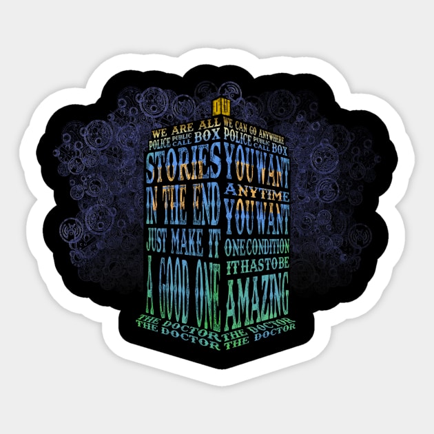 Doctor who blue phone booth quotes typography Sticker by Dezigner007